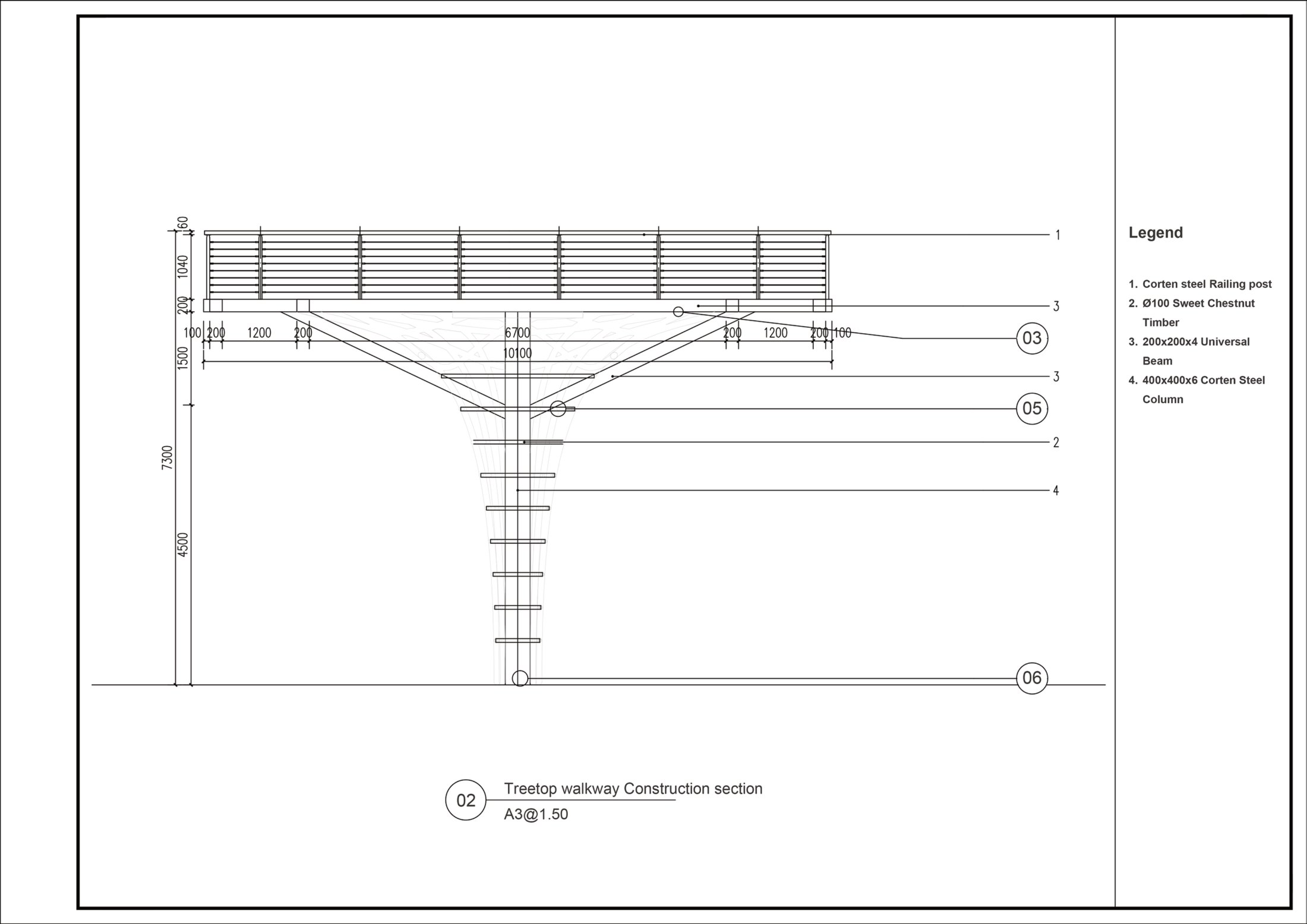 Treetop walkway Construction Detail Drawing