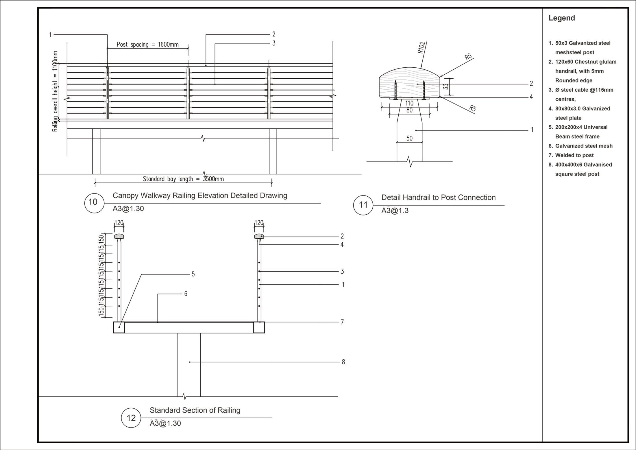 Treetop walkway Construction Detail Drawing