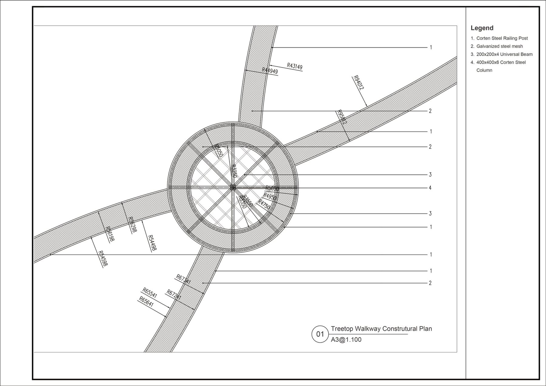Treetop walkway Construction Detail Drawing