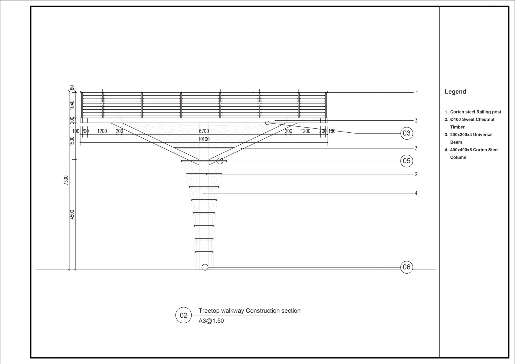 Treetop walkway Construction Detail Drawing
