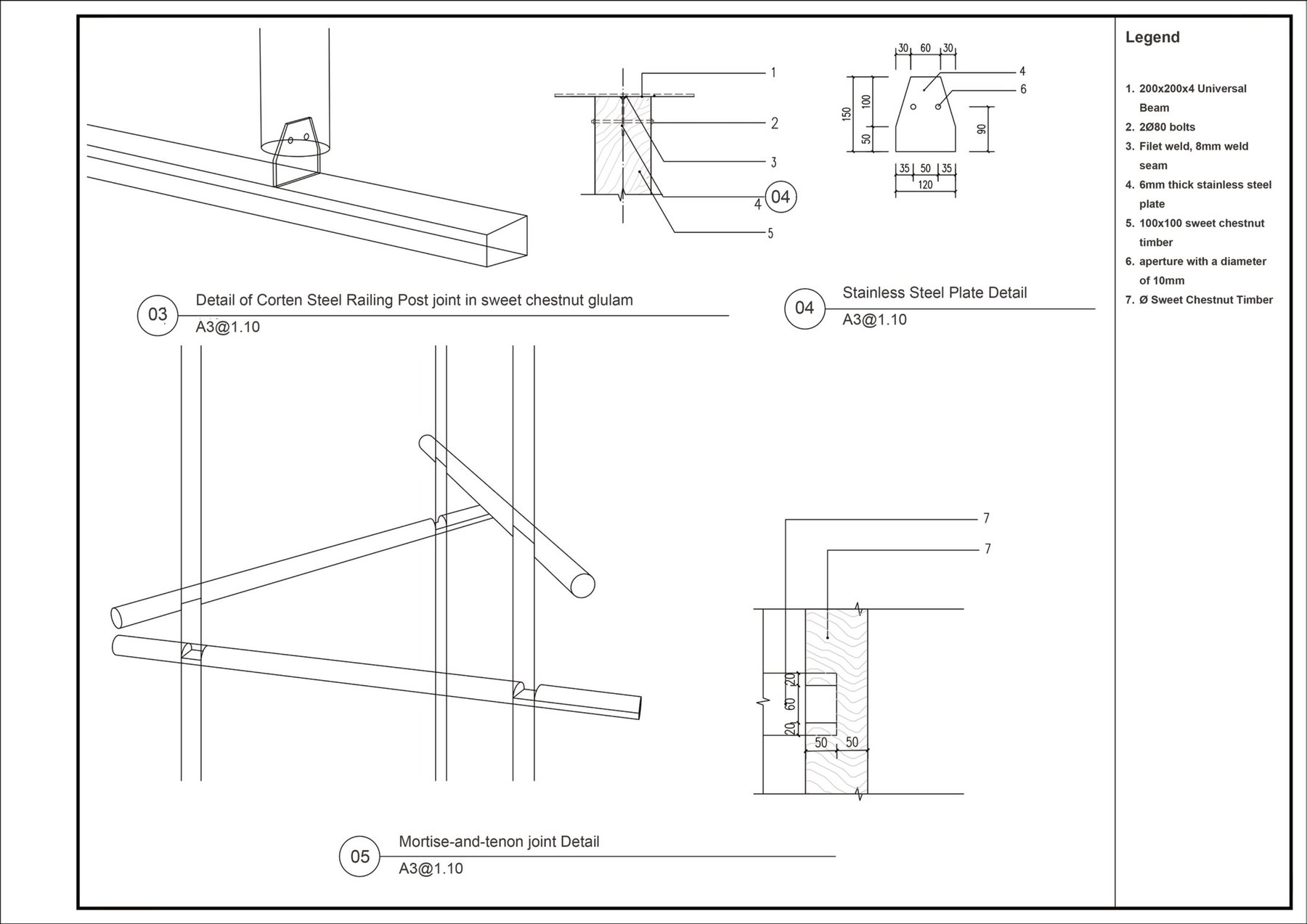 Treetop walkway Construction Detail Drawing