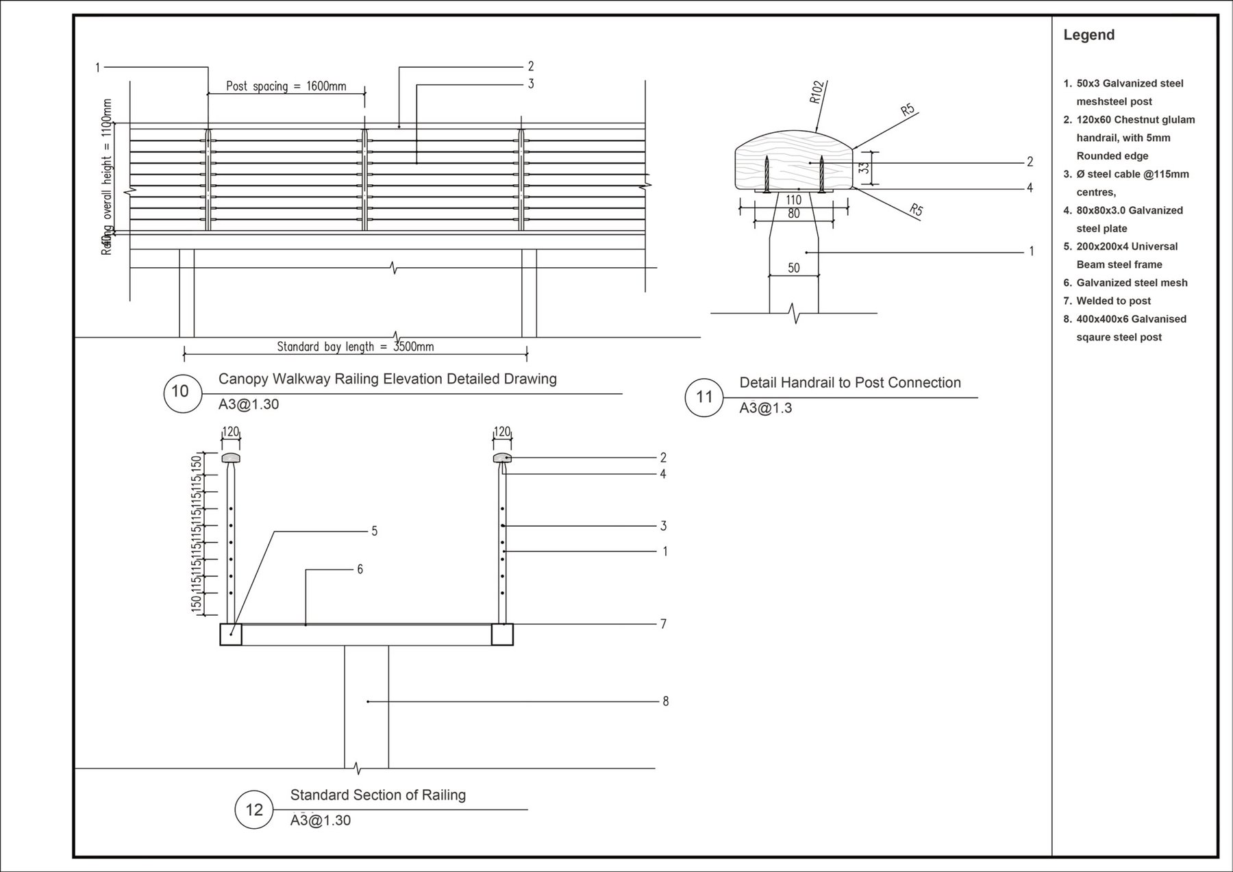 Treetop walkway Construction Detail Drawing
